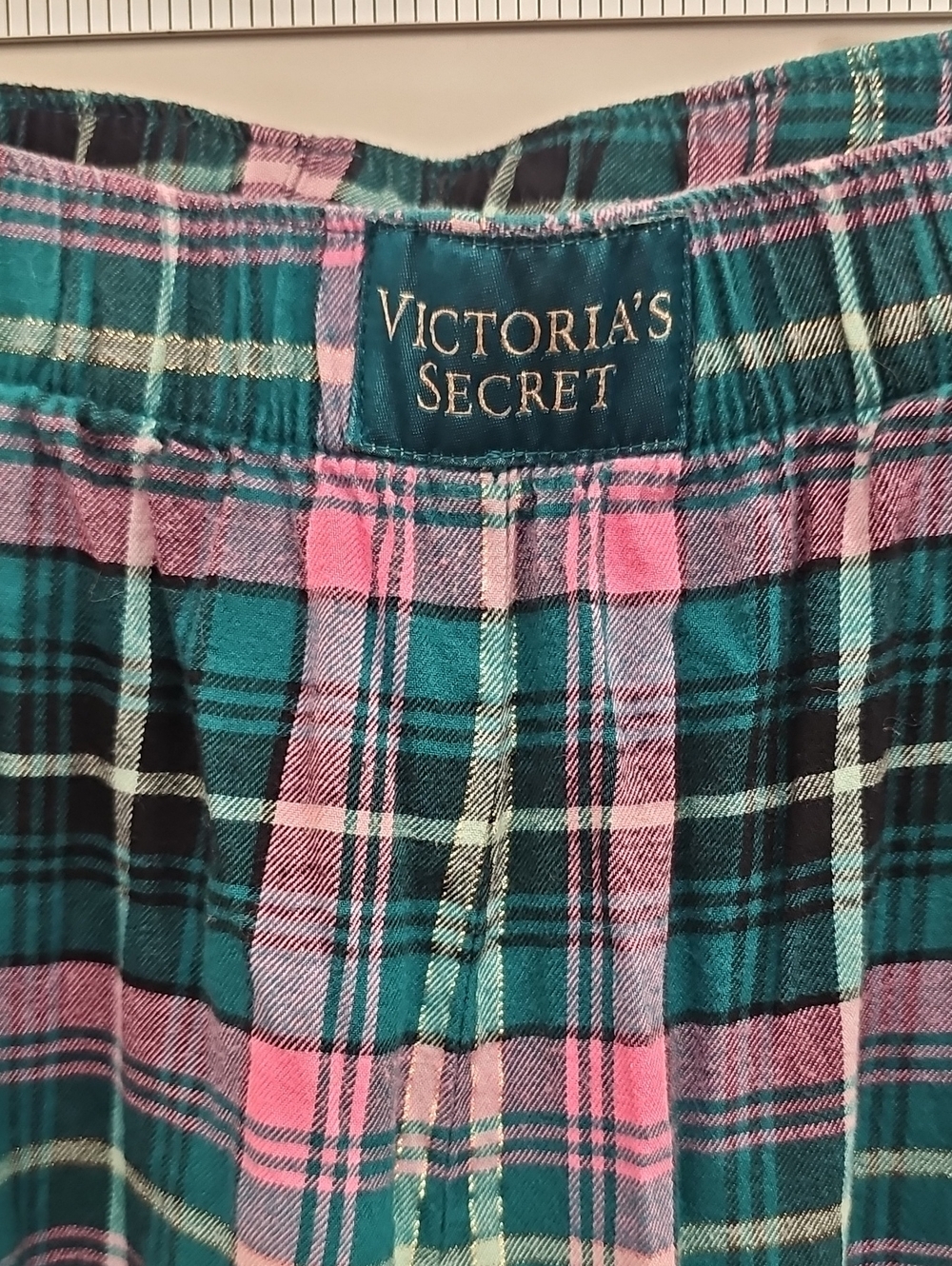 Victoria's Secret Teal, Pink & Black Plaid Pajama Bottoms